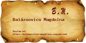 Balázsovics Magdolna névjegykártya